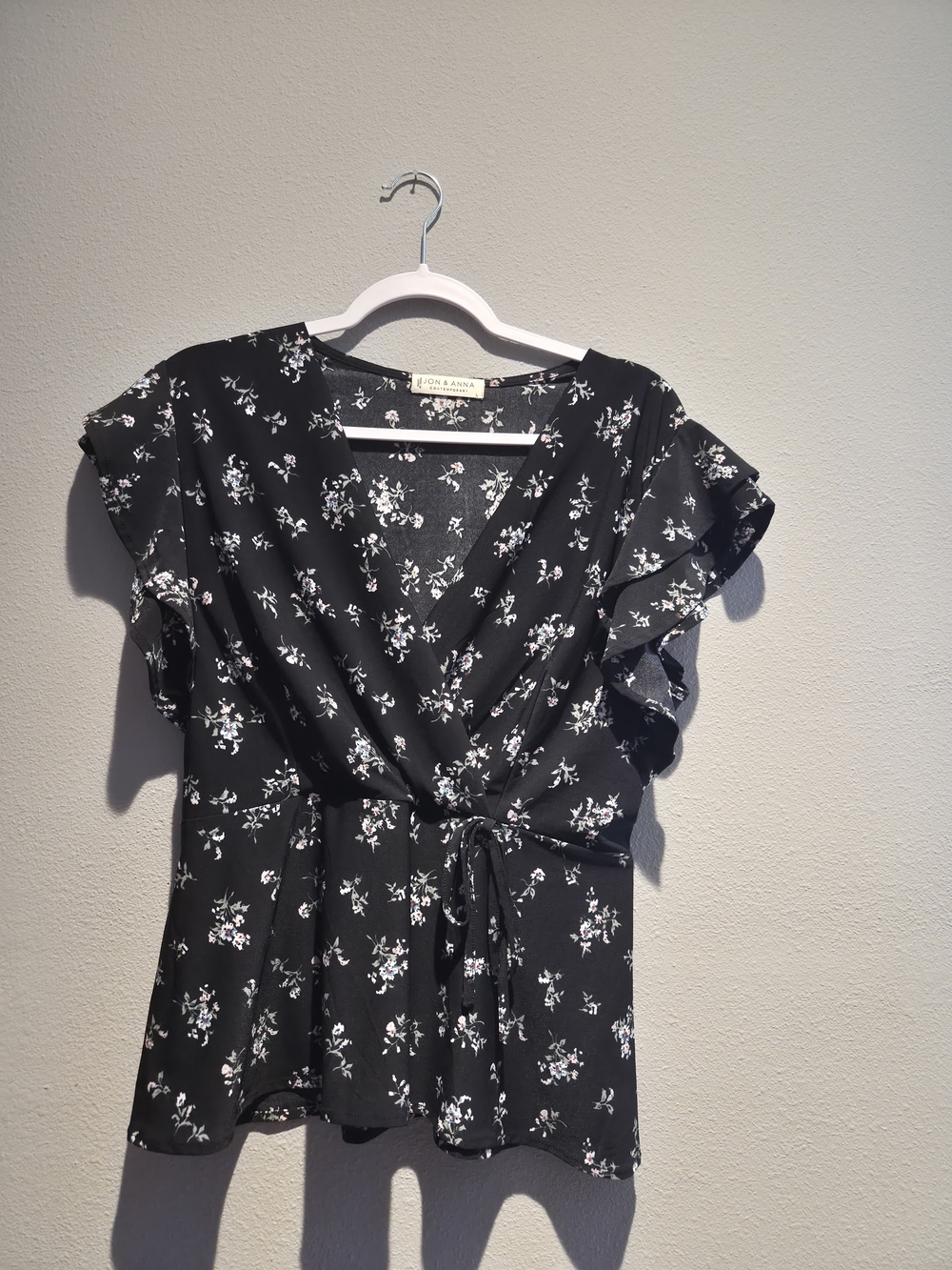 Jon & Anna Black Floral V-Neck Blouse